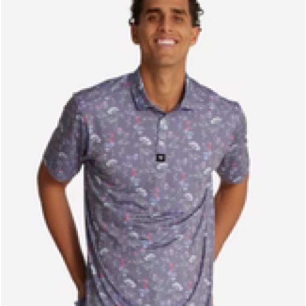 Bad Birdie Men's Lavender Floral Polo